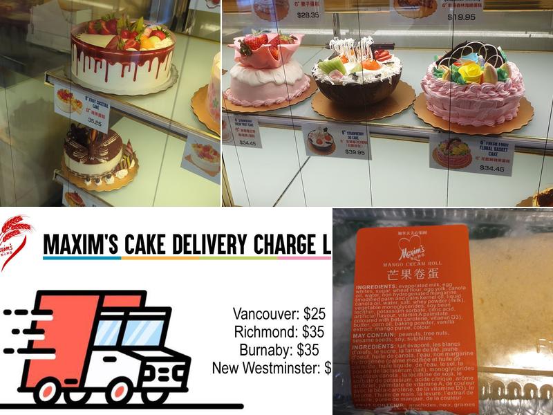 Maxim's Bakery Victoria Drive Menu