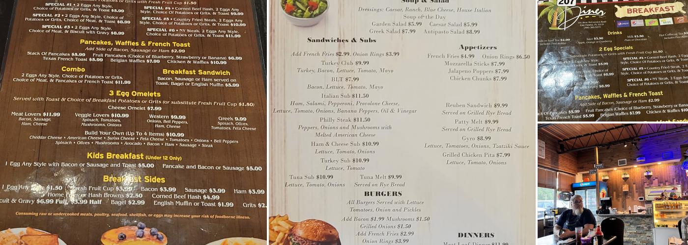 207 Diner Menu