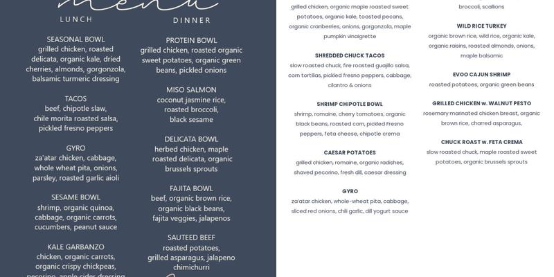 NUR Kitchen Menu