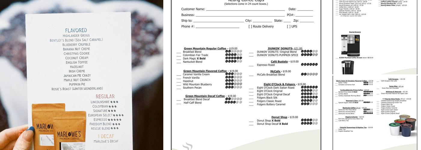 Marlowe's Premium Coffee Menu