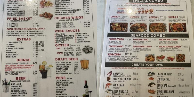 Cravin Seafood Market Menu