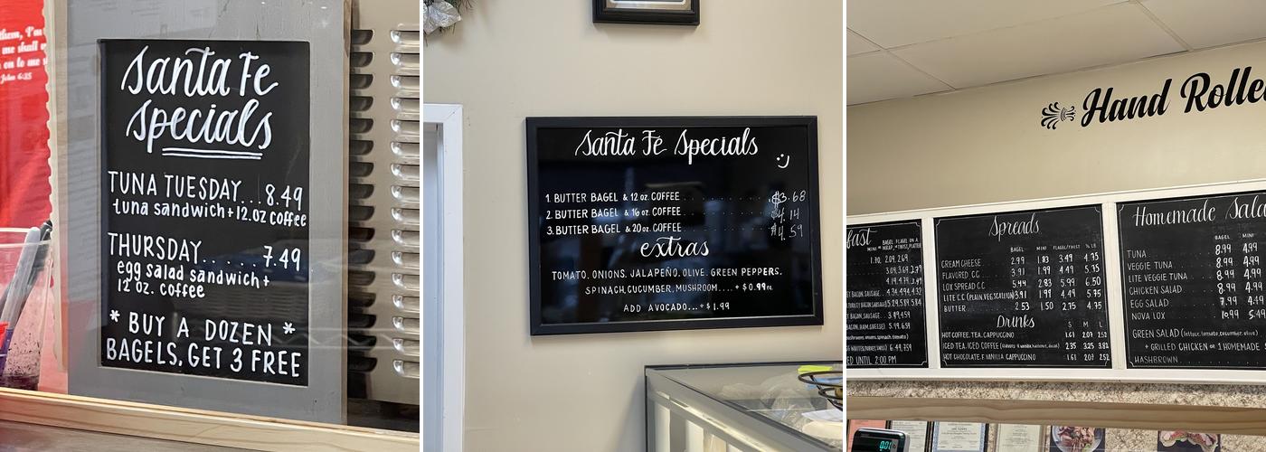 Bagel Santa fe Menu