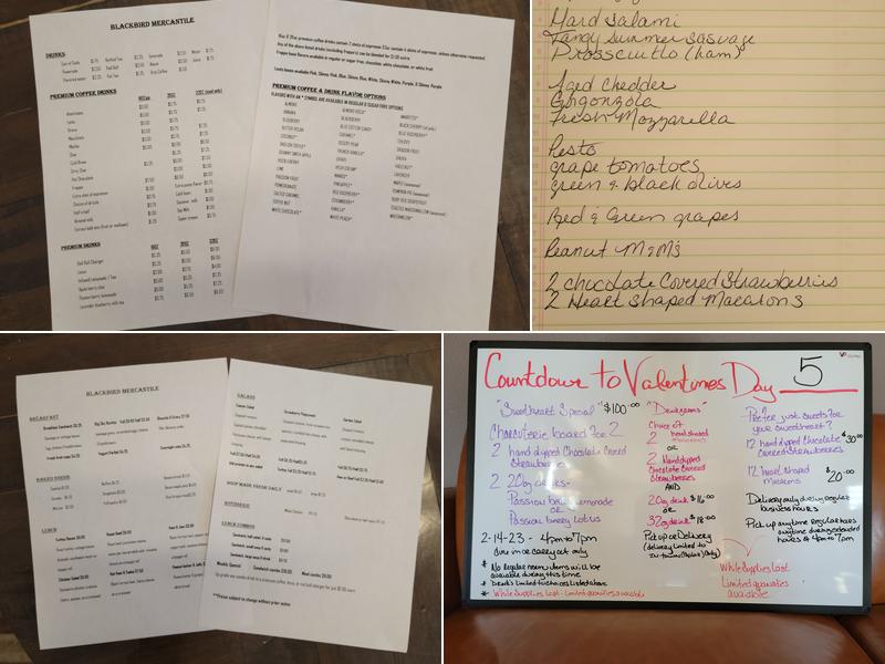 Black Bird Mercantile Menu