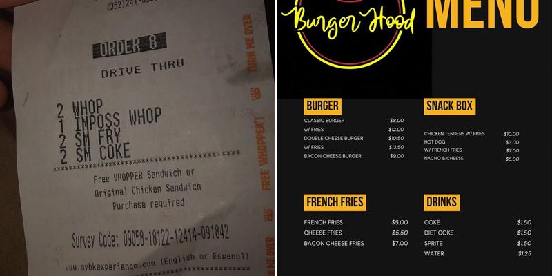 Burger Hood Menu