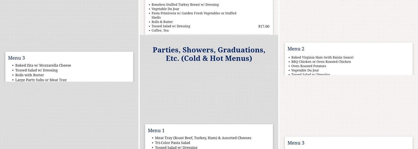 Abbott's Catering Menu