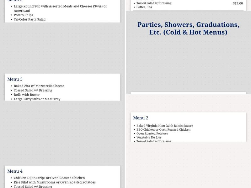 Abbott's Catering Menu