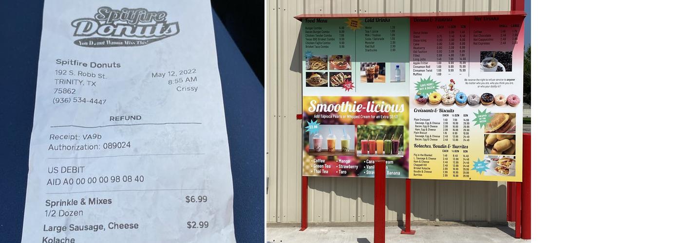 Spitfire Donuts Menu