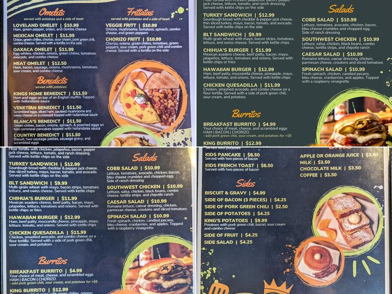 The Egg Kings Menu
