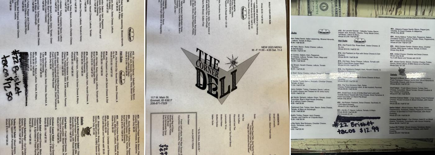 The Corner Deli Menu