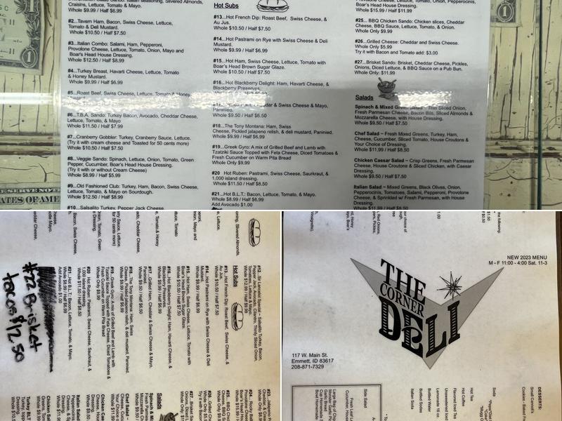 The Corner Deli Menu
