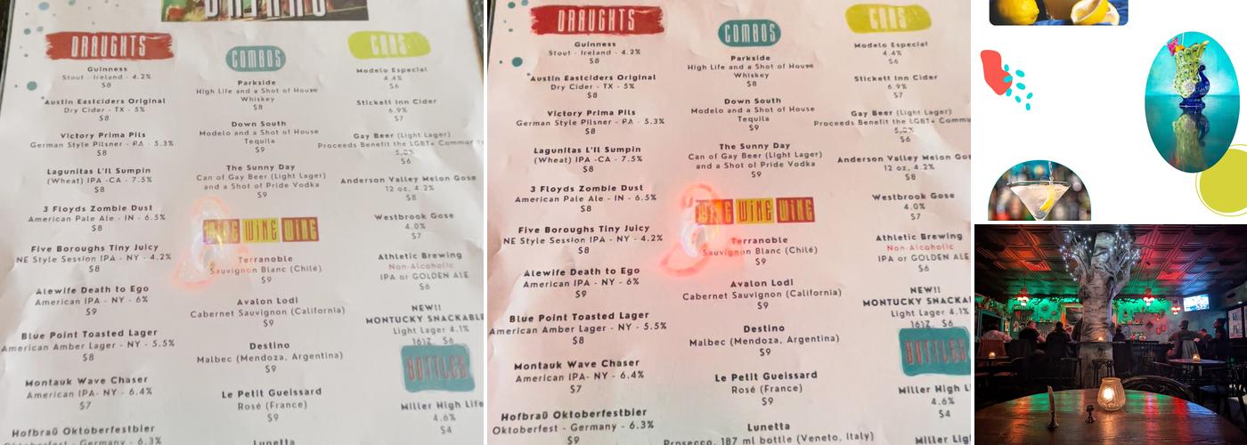 Fiona's Bar Menu
