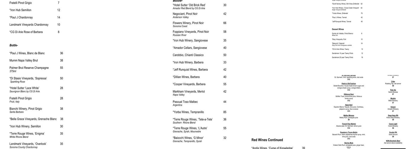 The Sutter Restaurant Menu