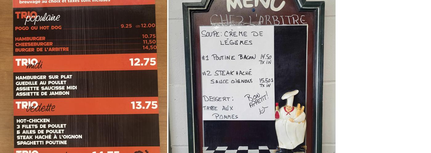 Resto chez l'Arbitre Menu