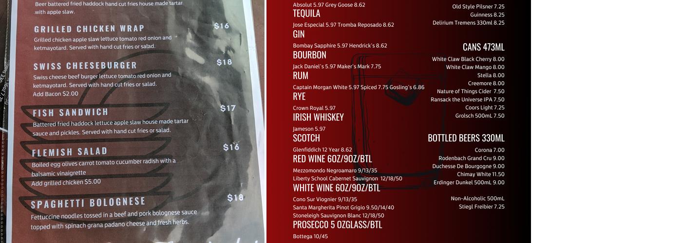 Bar Noir Menu
