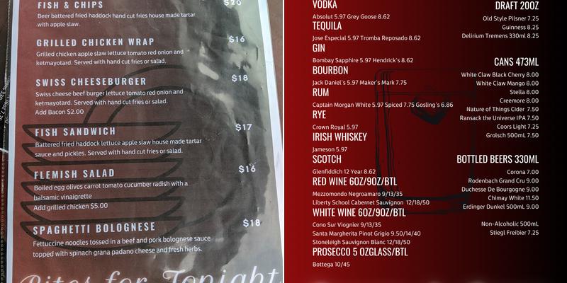 Bar Noir Menu