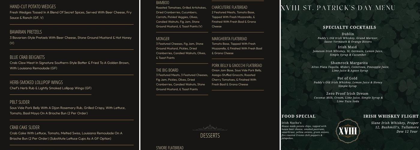 XVIII Menu