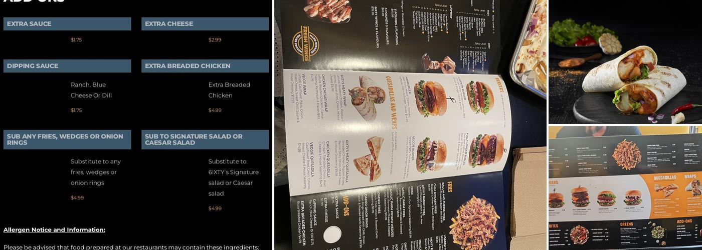 6IXTY WINGS Menu