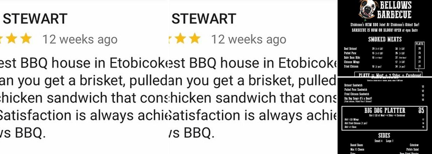 Bellows Barbecue Menu