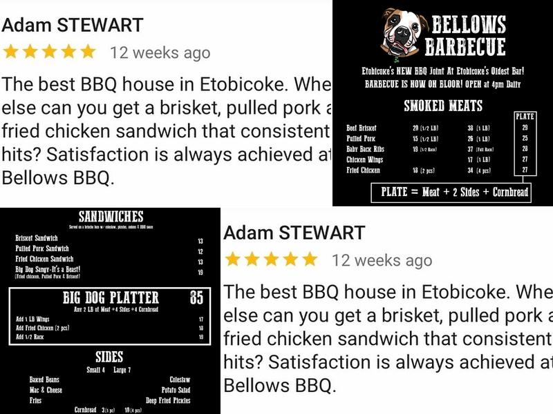 Bellows Barbecue Menu