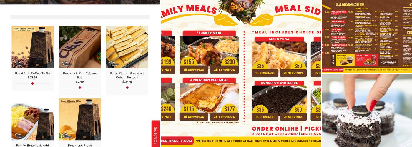 Pinecrest Bakery - Sunset Menu