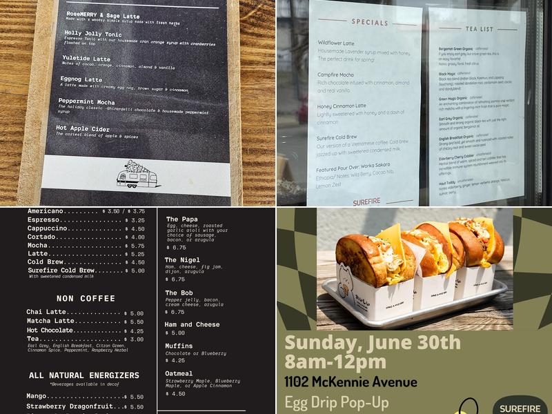 Surefire Coffee Co. Menu