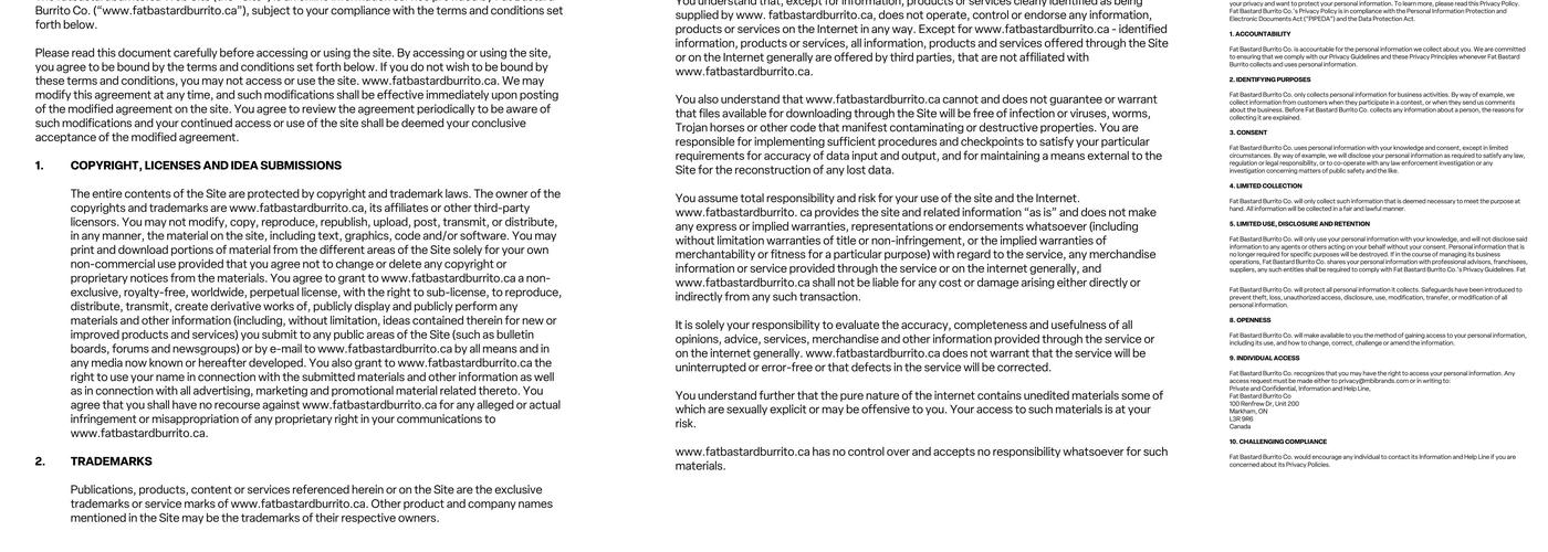 Fat Bastard Burrito Co. Menu