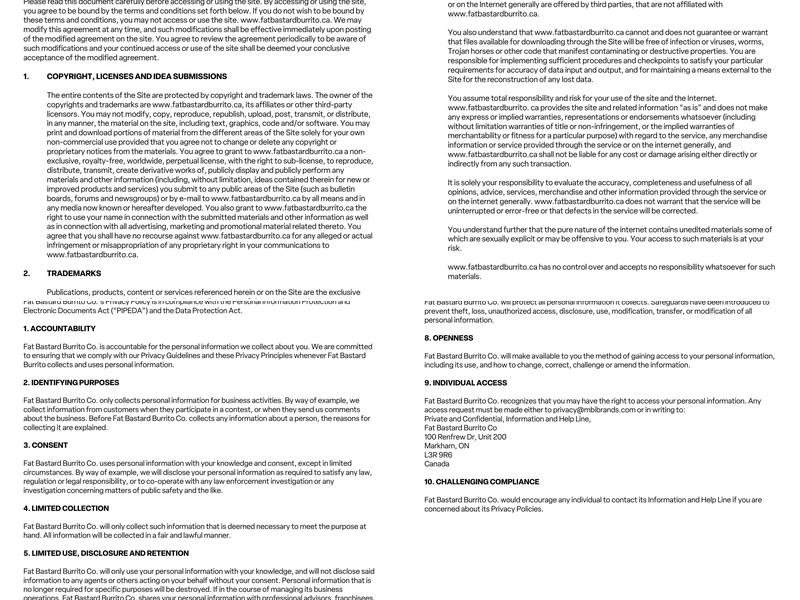 Fat Bastard Burrito Co. Menu