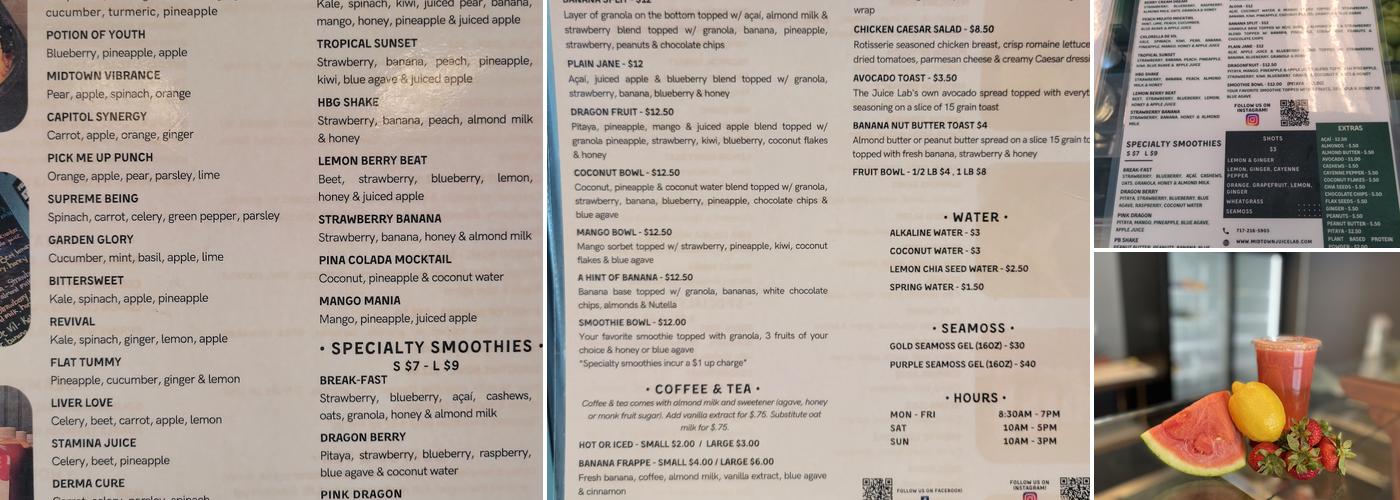 Midtown Juice Lab Menu