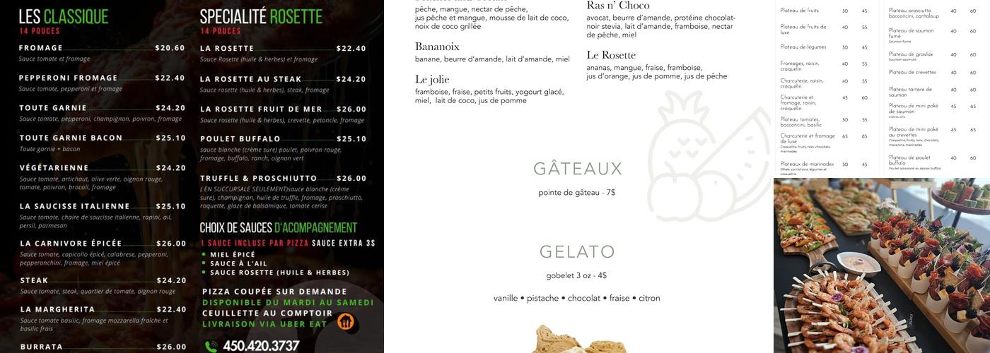 Rosette prêt-à-manger + Rosette Pizza Blainville Menu