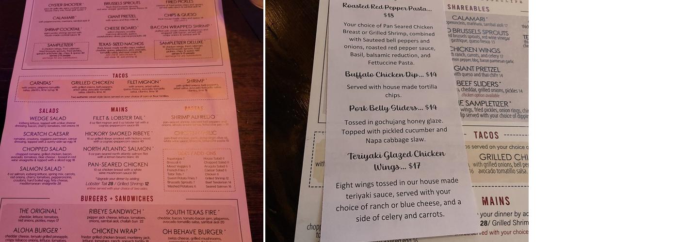 Decorum at Pour Behavior Menu