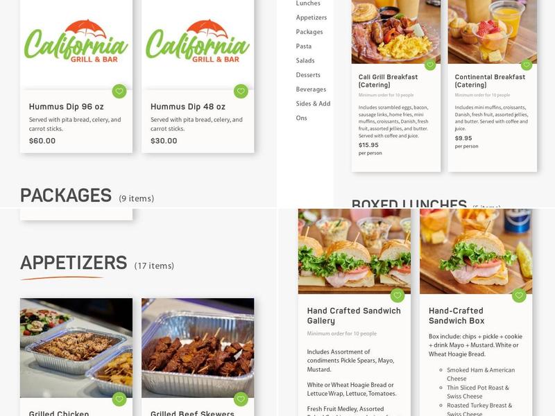California Grill Catering Menu