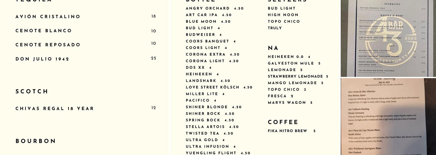 Bar 43 Menu