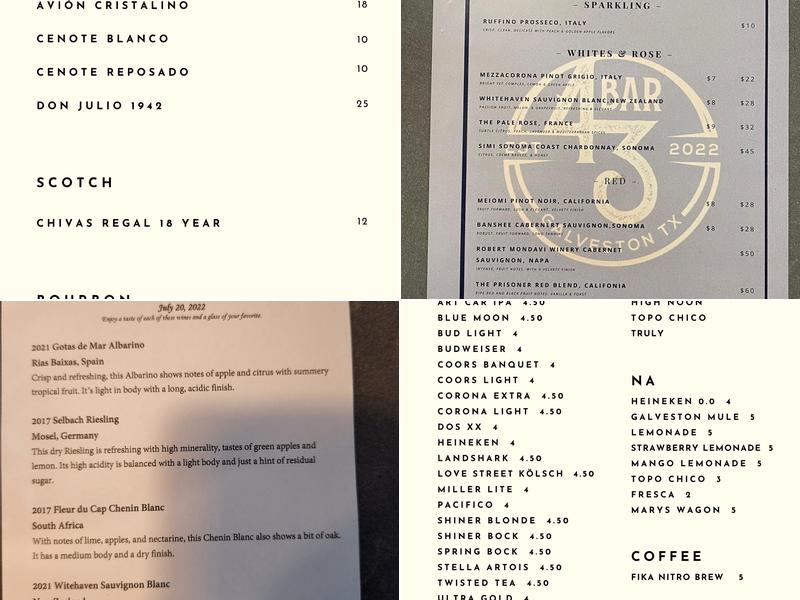 Bar 43 Menu