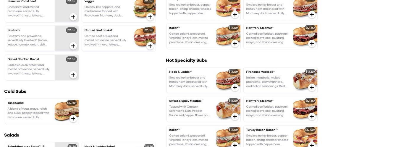 Firehouse Subs Marketplace at the Mill Menu