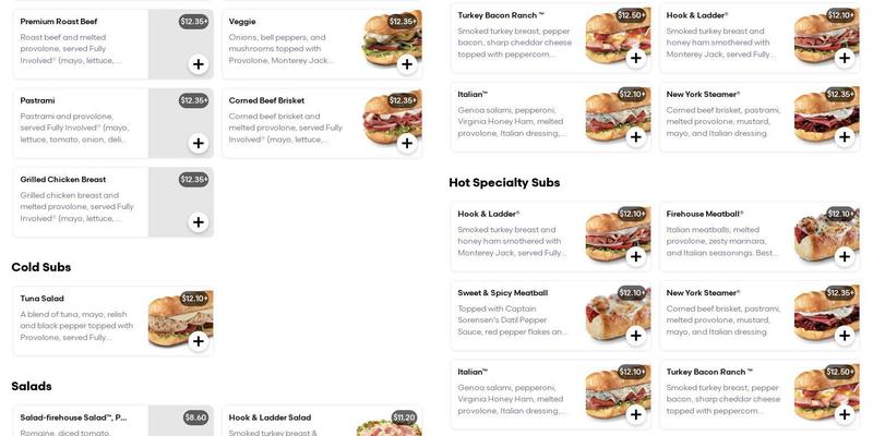 Firehouse Subs Marketplace at the Mill Menu