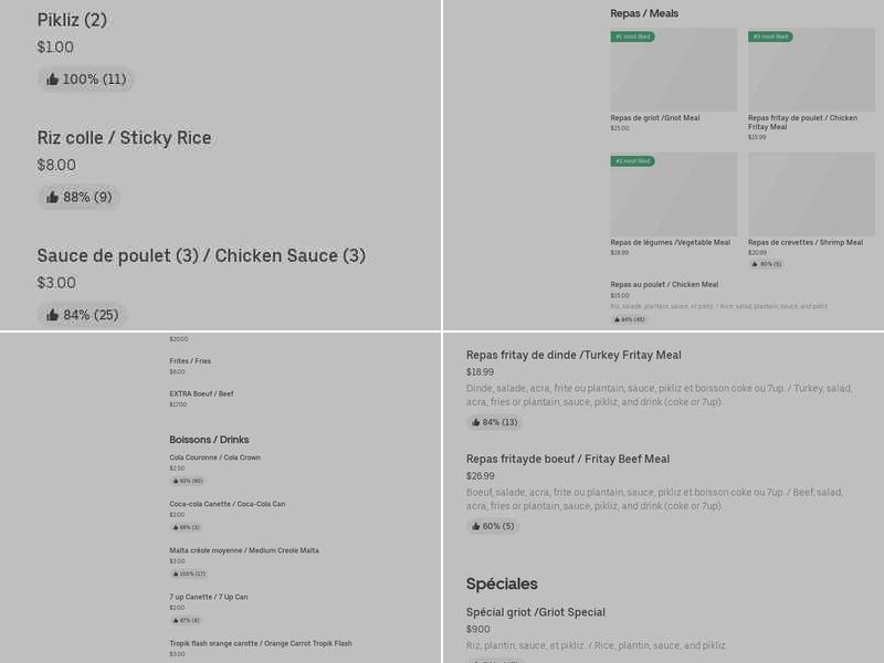 Restaurant Sample Menu