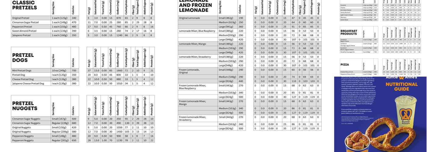 Auntie Anne’s Menu