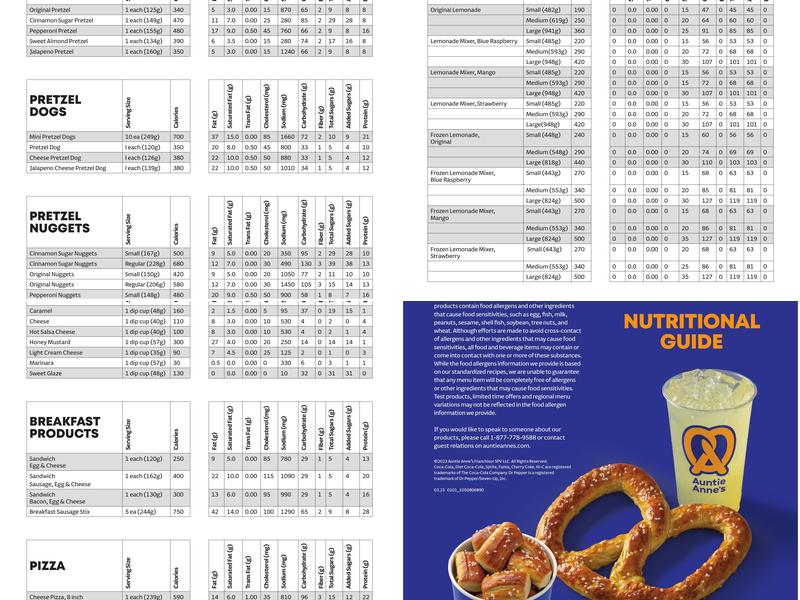 Auntie Anne’s Menu