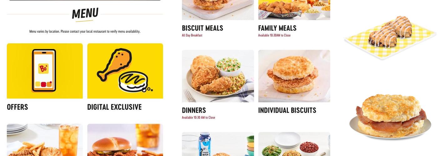Bojangles Menu