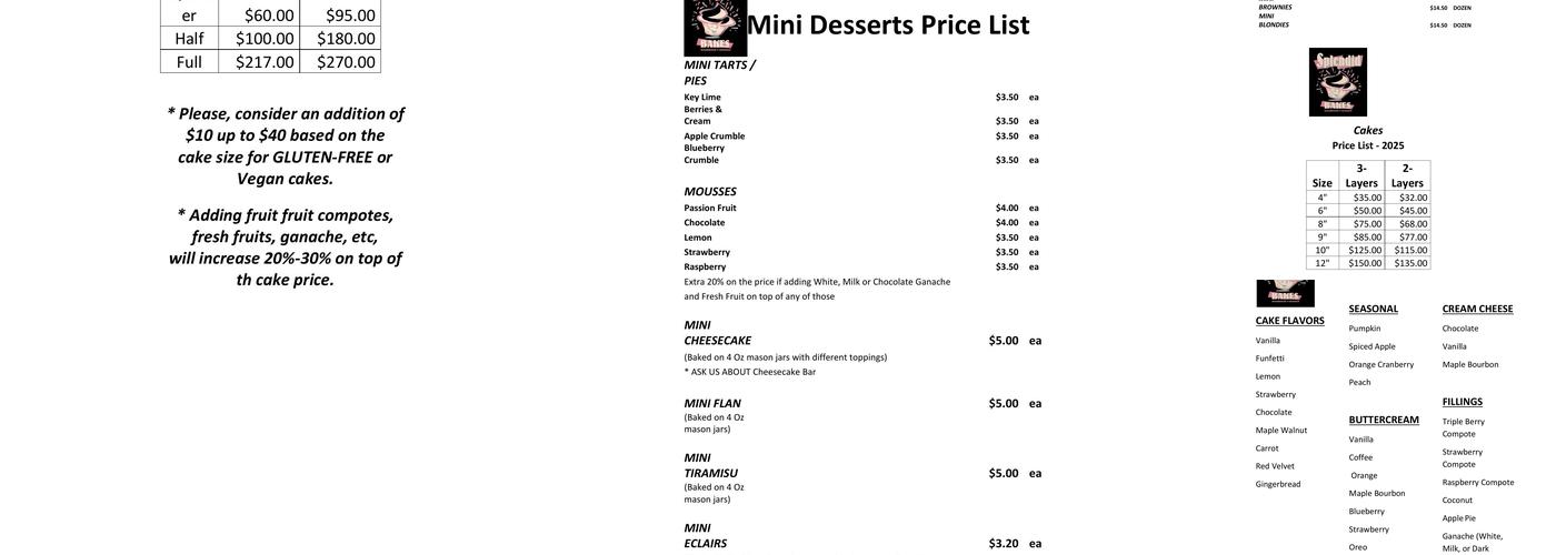 Splendid Bakes Menu