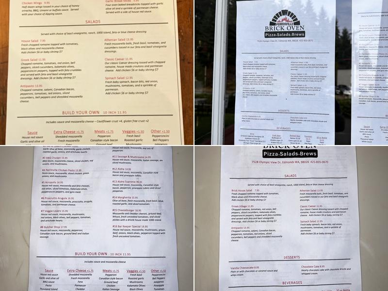Perrinville Brick Oven Pizza Menu