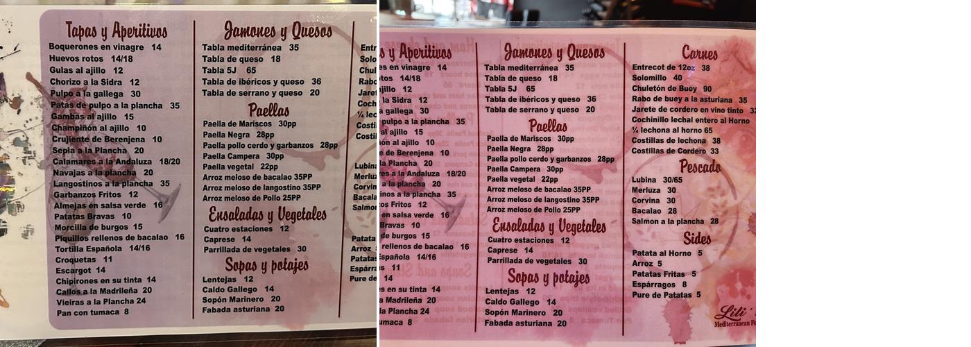 Lili's Mediterranean Food Menu