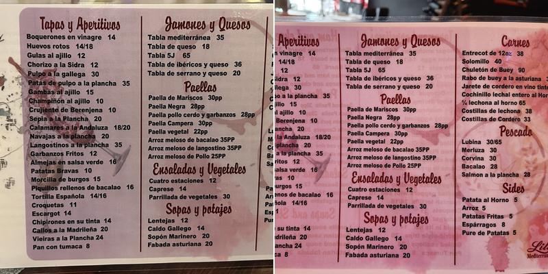 Lili's Mediterranean Food Menu