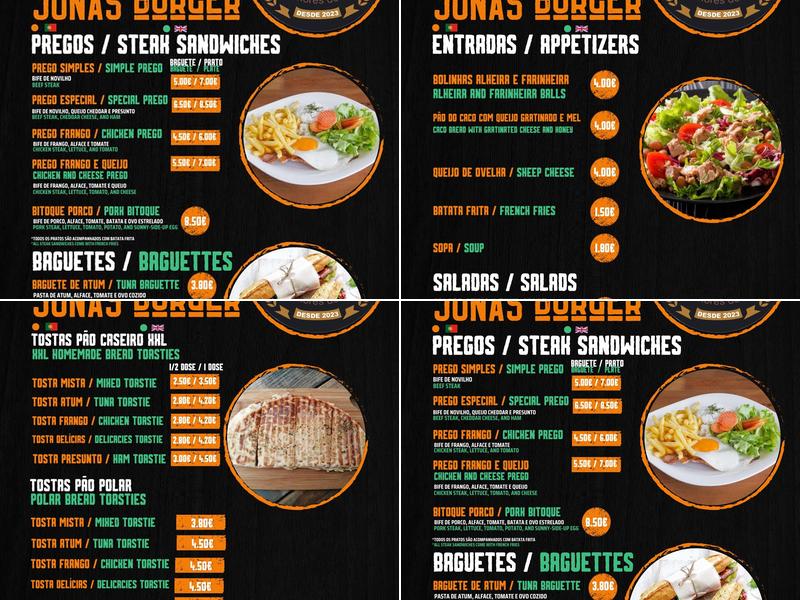 Jonas Burger Menu