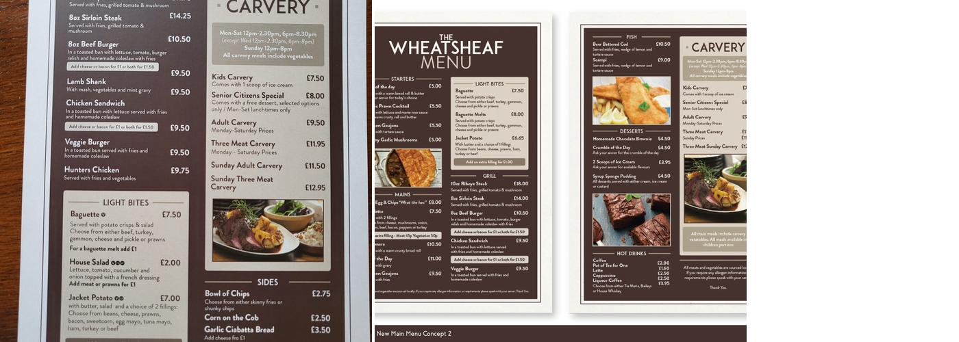 Wheatsheaf Inn Menu