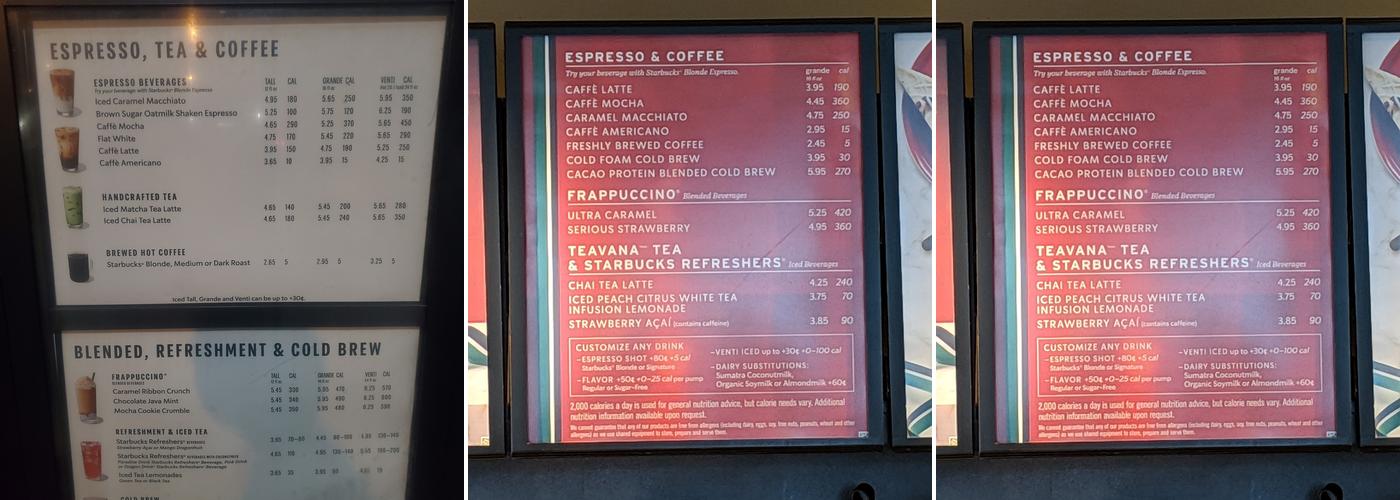 Starbucks Menu