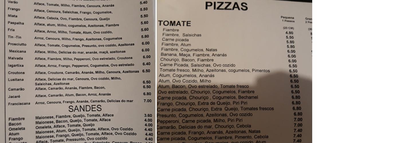 CROCO PIZZA Menu