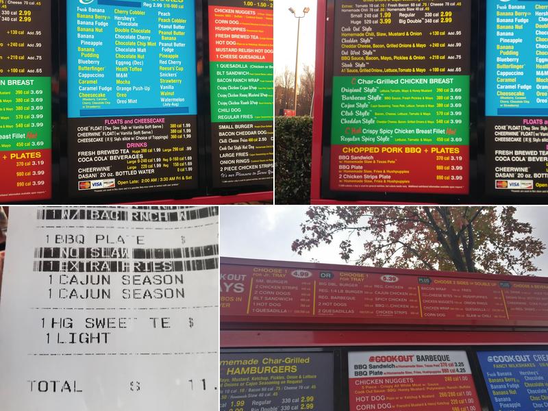 Cook Out Menu