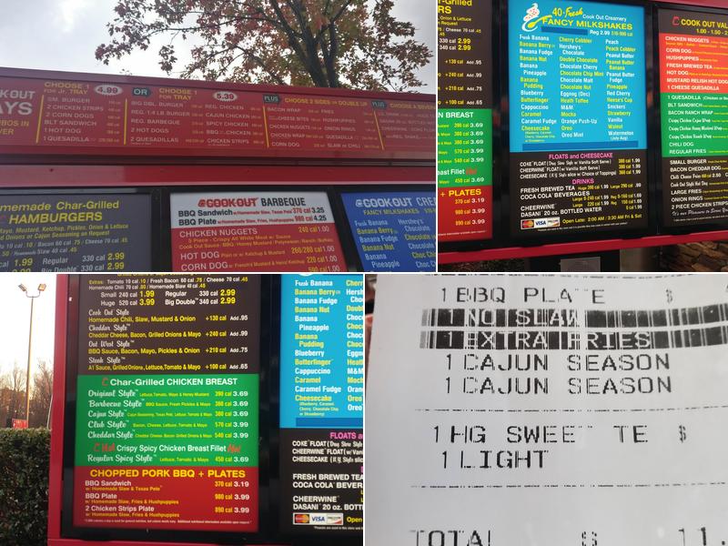 Cook Out Menu