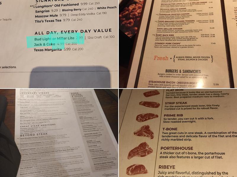 LongHorn Steakhouse Menu